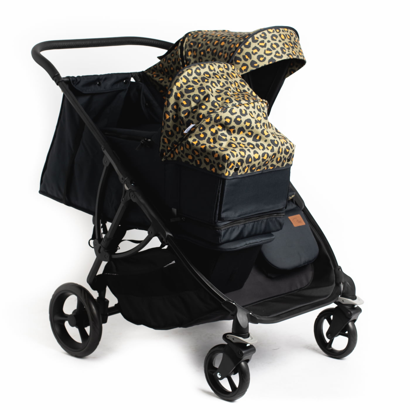 Roma Gemini Double Pram Carry Cot-Khaki Leopard