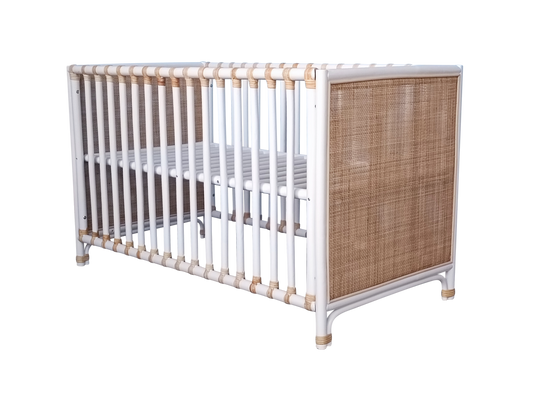 Theo Bebe Nemo Evolutive Rattan Cot- Snow