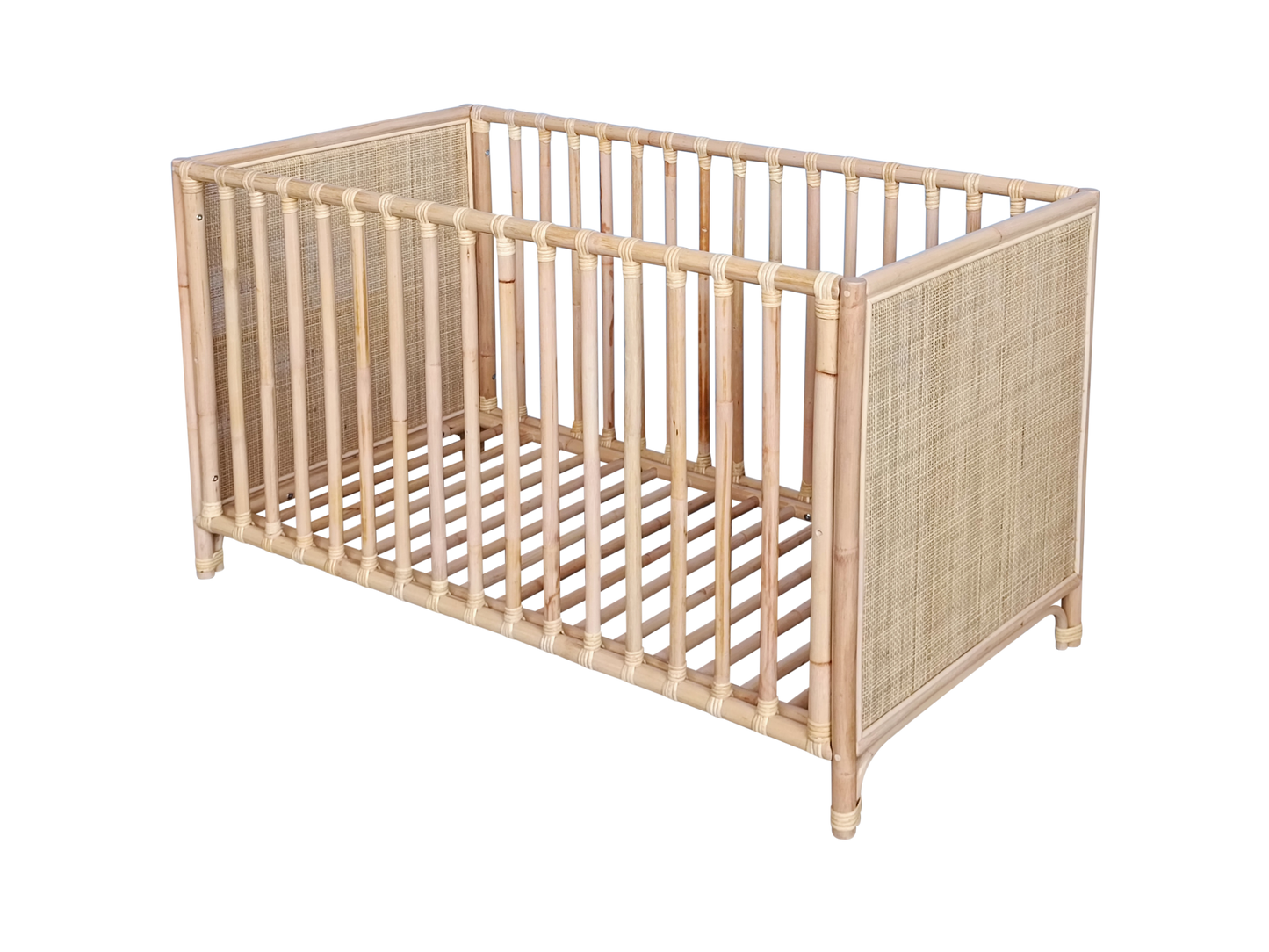 Theo Bebe Nemo Evolutive Rattan Cot- Natural