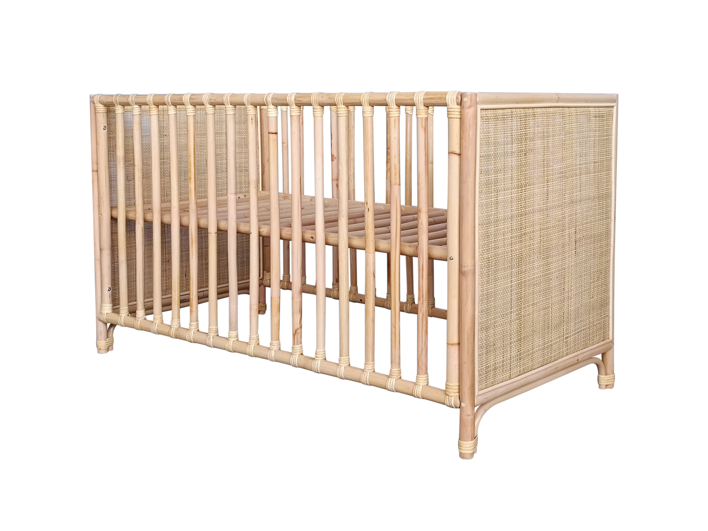 Theo Bebe Nemo Evolutive Rattan Cot- Natural