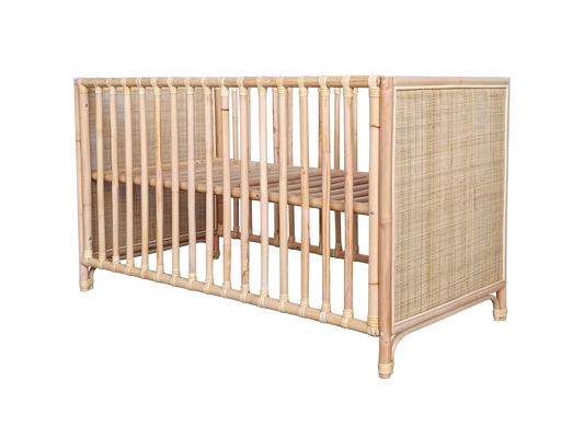 Theo Bebe Nemo Evolutive Rattan Cot- Natural