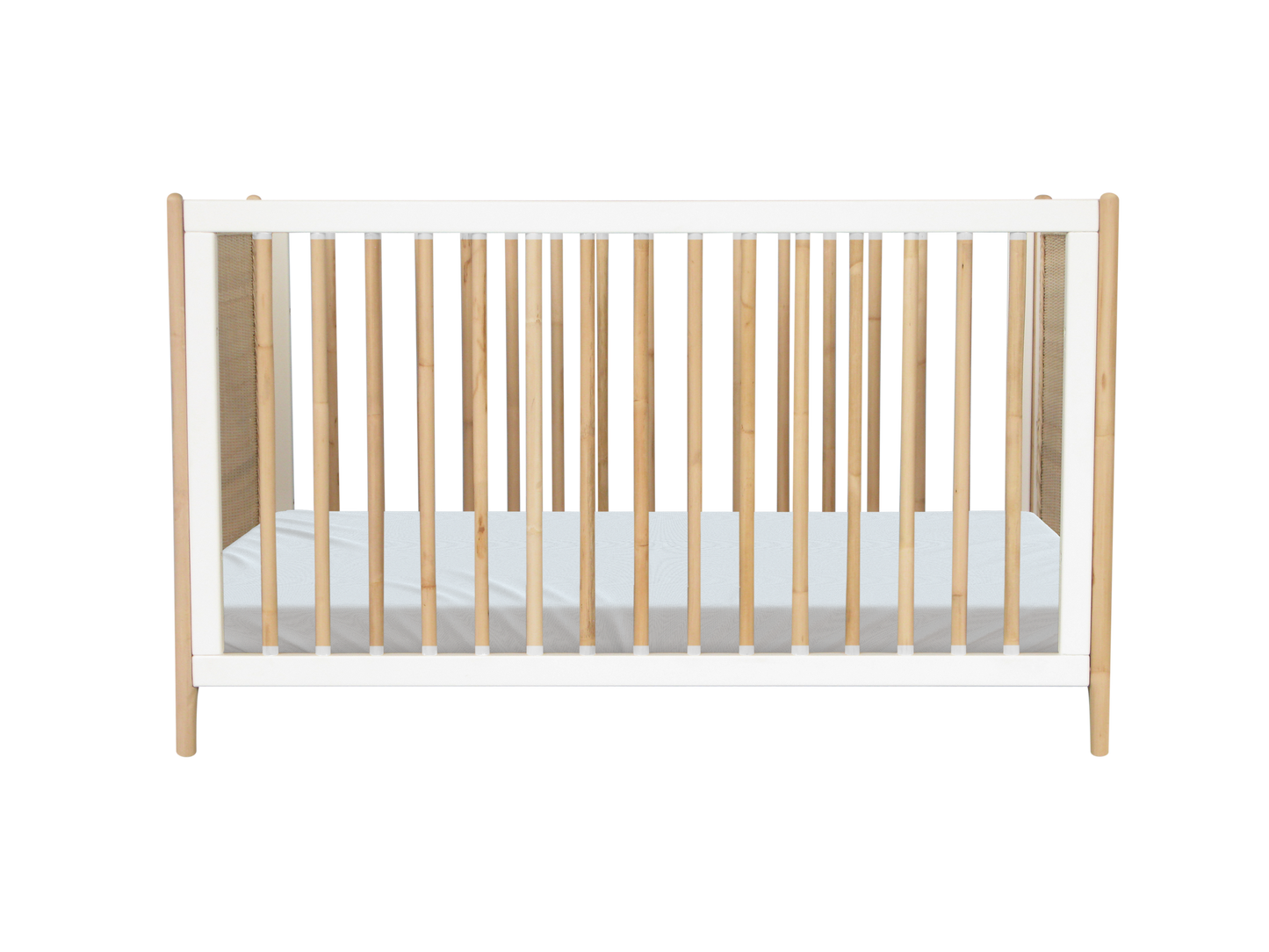 Theo Bebe Oceania Rattan Evolutive Cot Bed- Snow