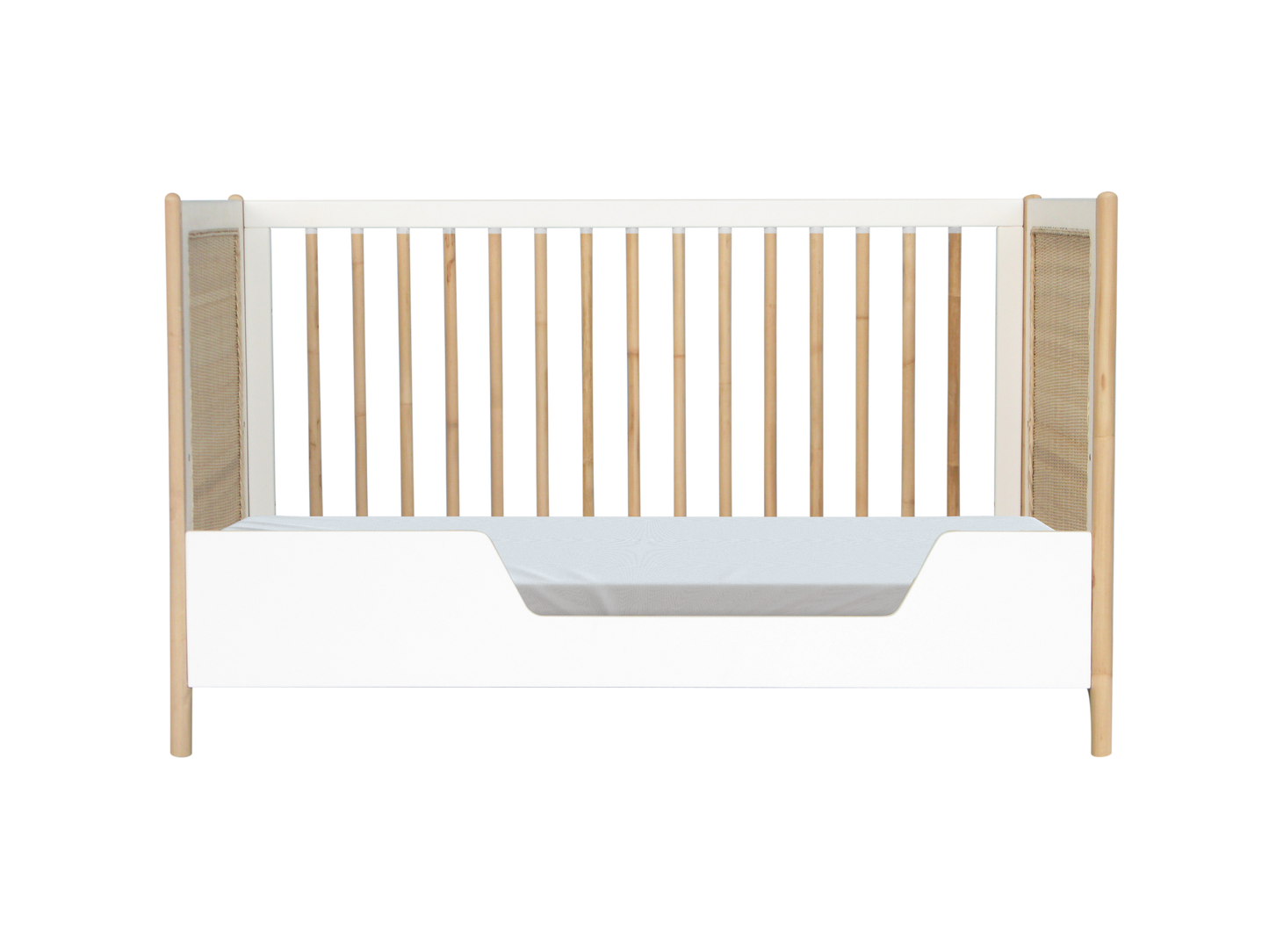 Theo Bebe Oceania Rattan Evolutive Cot Bed- Snow
