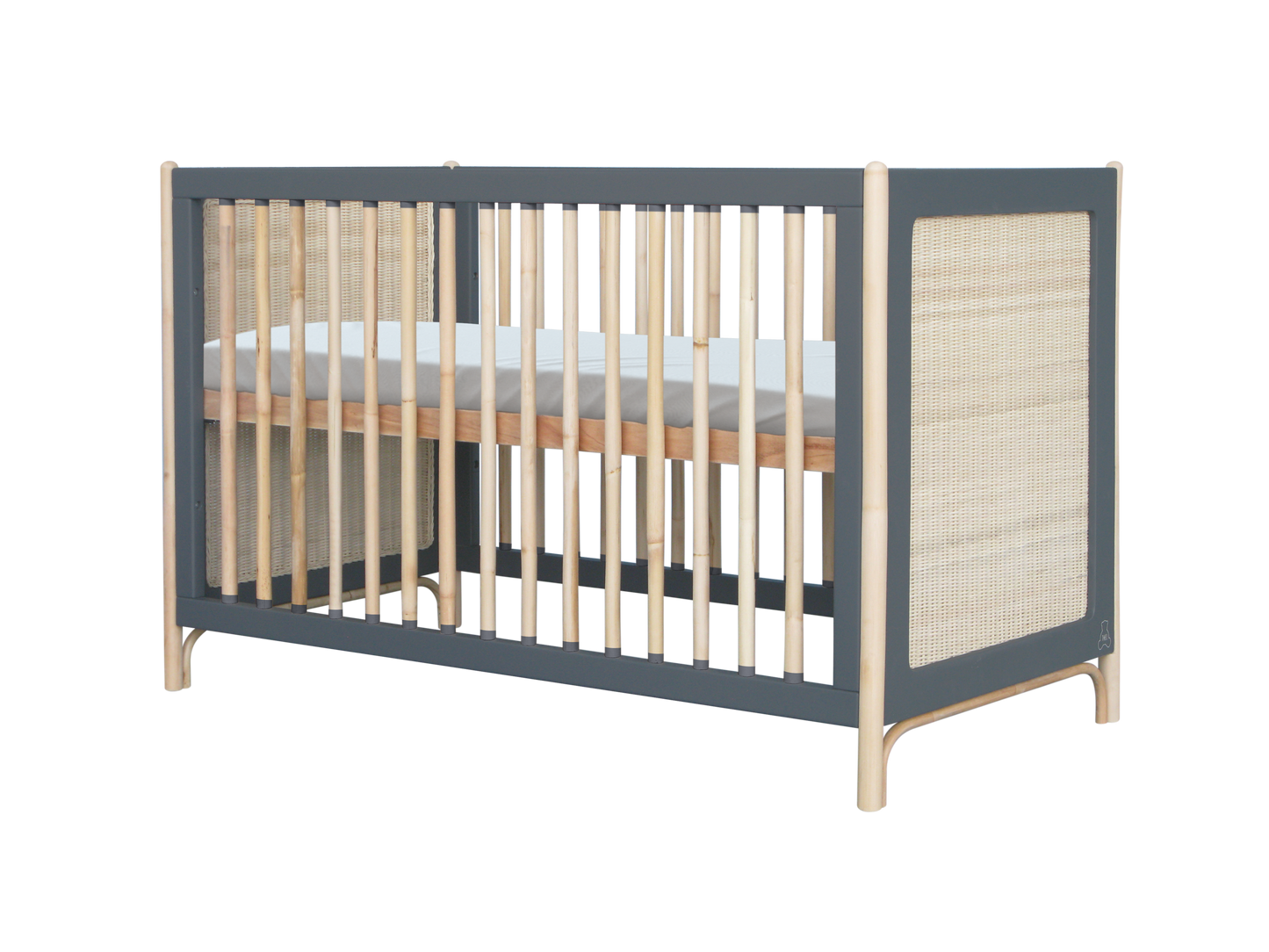 Theo Bebe Oceania Rattan Evolutive Cot Bed- Flint