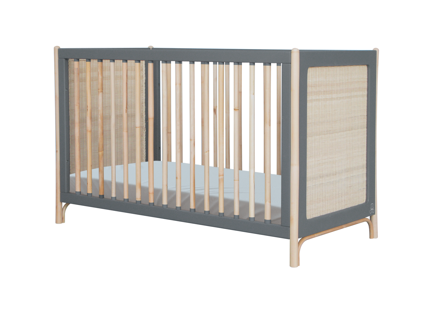 Theo Bebe Oceania Rattan Evolutive Cot Bed- Flint