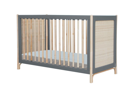 Theo Bebe Oceania Rattan Evolutive Cot Bed- Flint