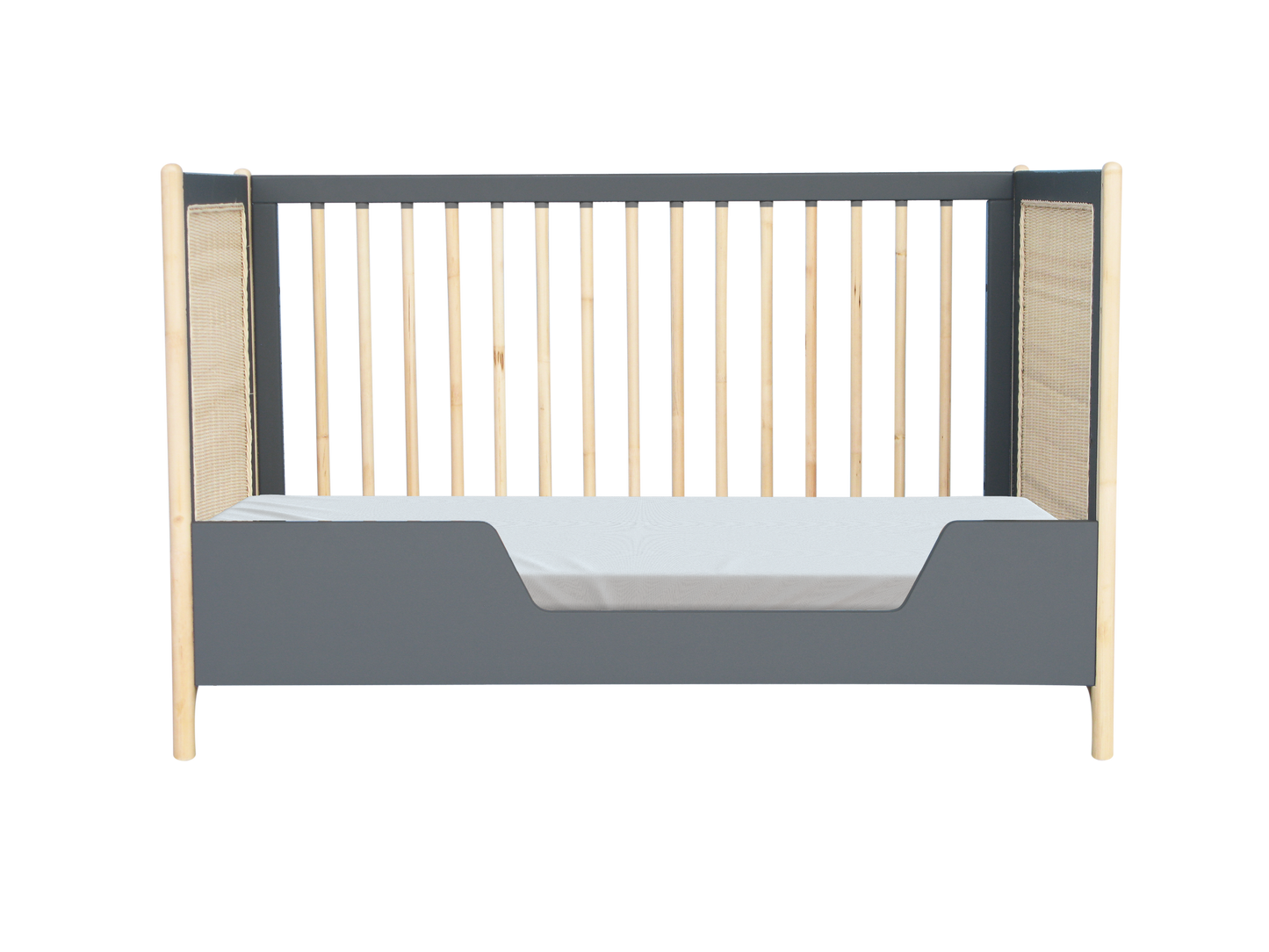 Theo Bebe Oceania Rattan Evolutive Cot Bed- Flint