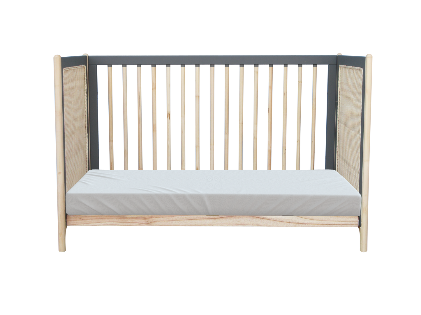 Theo Bebe Oceania Rattan Evolutive Cot Bed- Flint