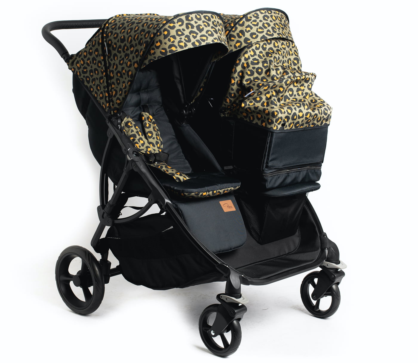 Roma Gemini Double Pram-Khaki Leopard