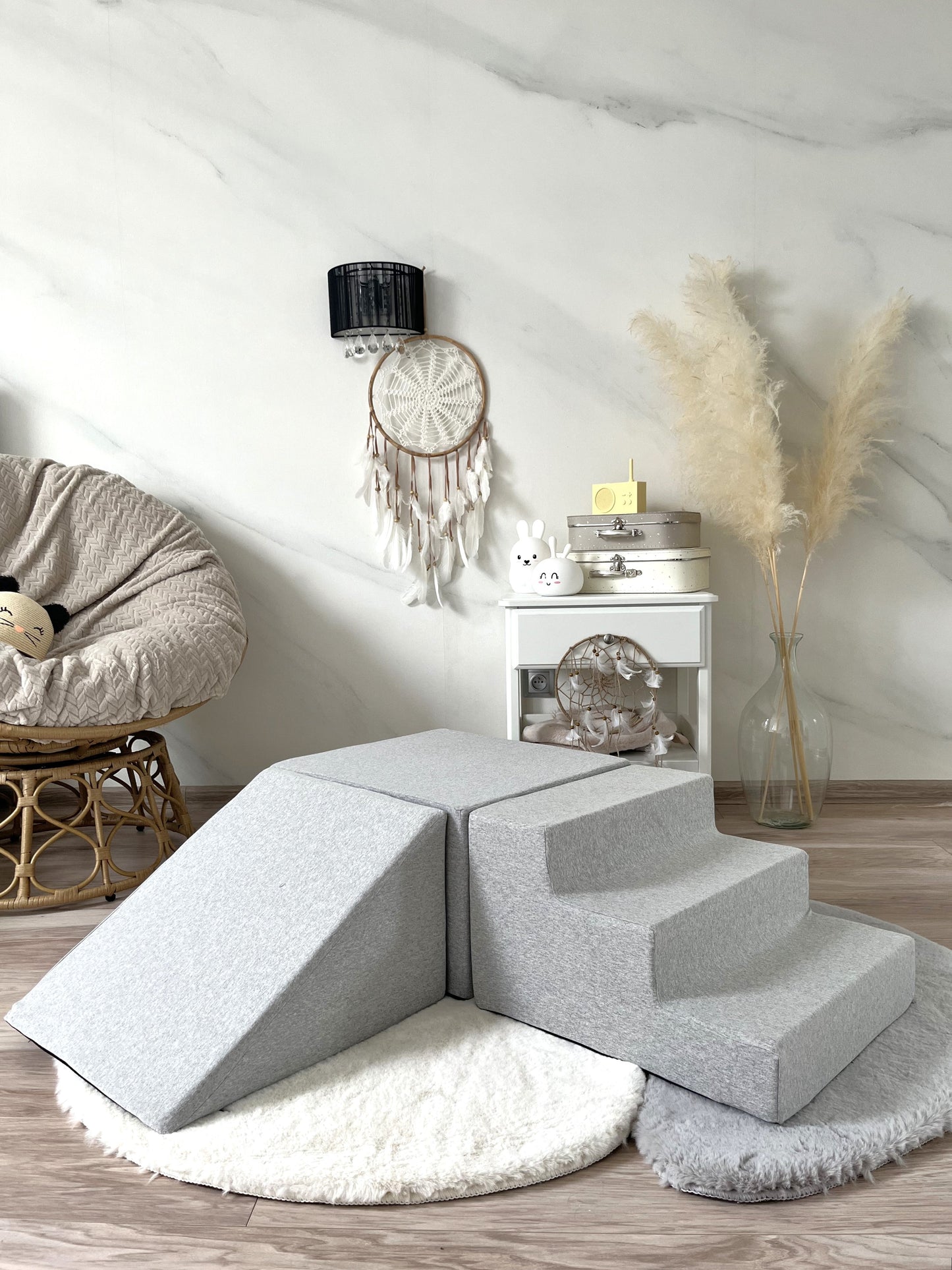 Grey Foam Soft Play - 3 Elements
