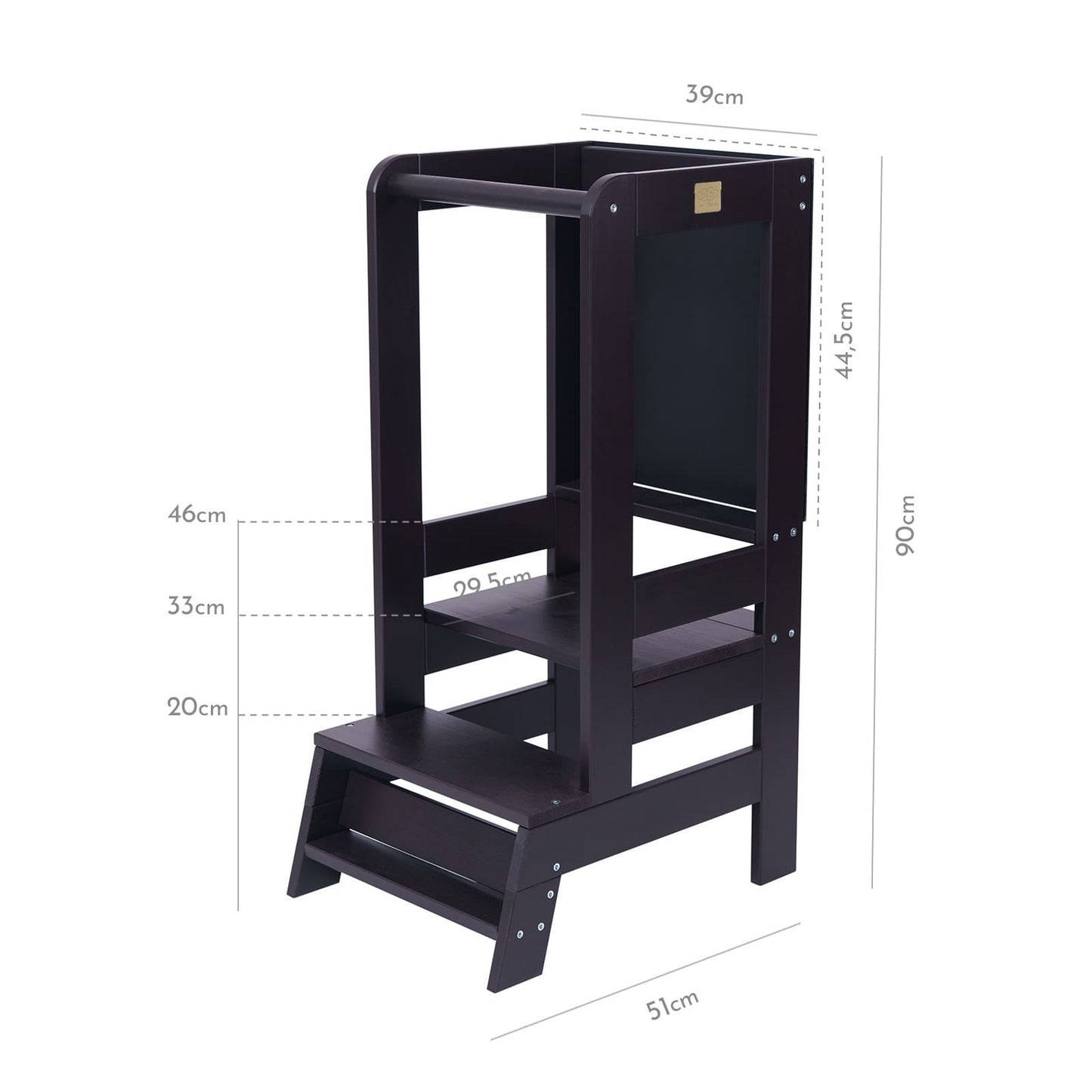 Wooden Kitchen Learning Tower-Black