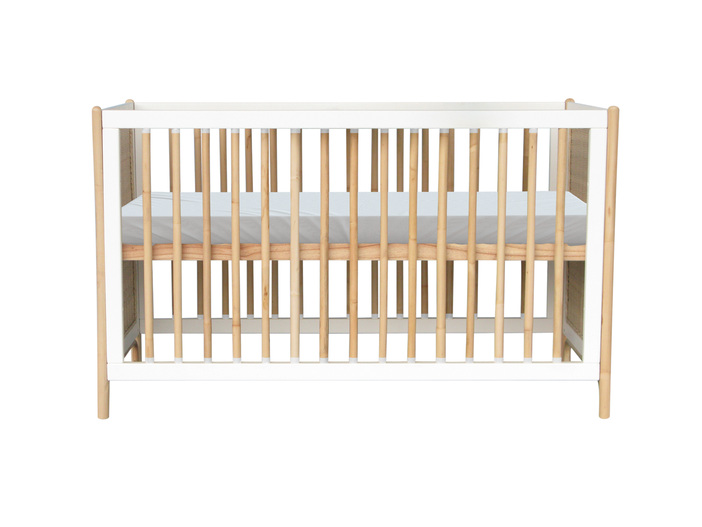 Theo Bebe Oceania Rattan Evolutive Cot Bed- Snow