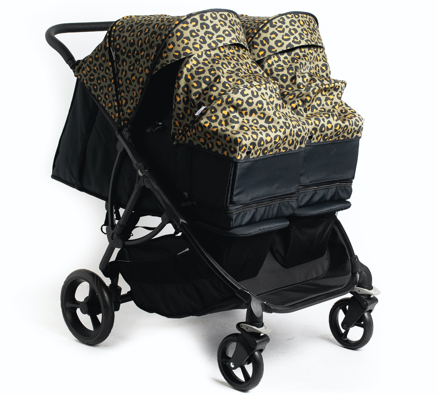 Roma Gemini Double Pram Khaki Leopard